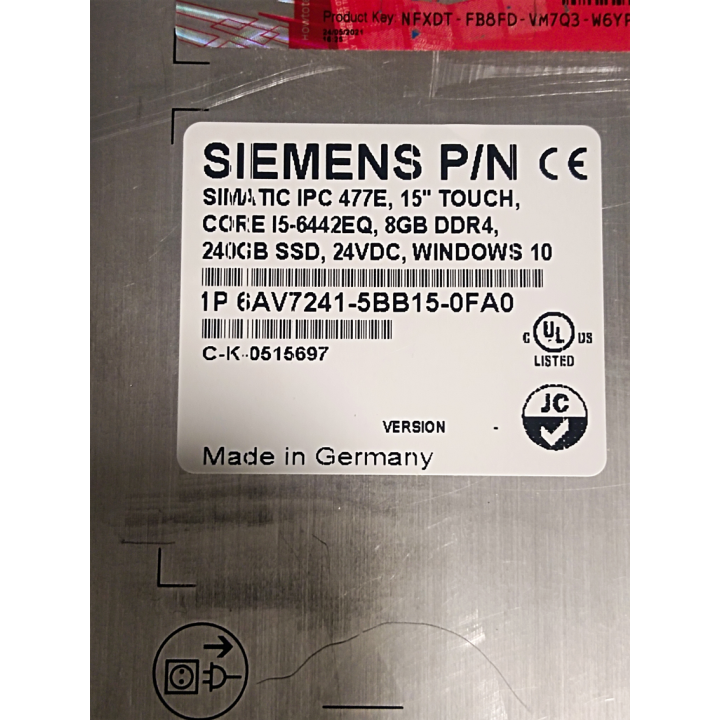 SIEMENS SIMATIC IPC 477E 15" TOUCH 6AV7241-5BB15-0FA0