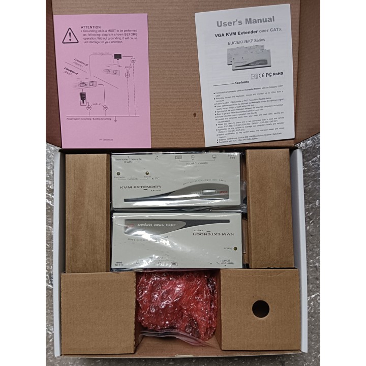 Rextron 1 PS2 Extender Pair VGA over Catx KVM Extender 150 m