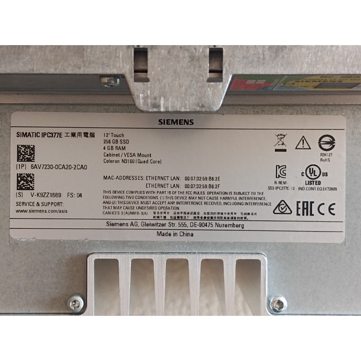 SIEMENS 6AV7230-0CA20-2CA0 SIMATIC IPC377E